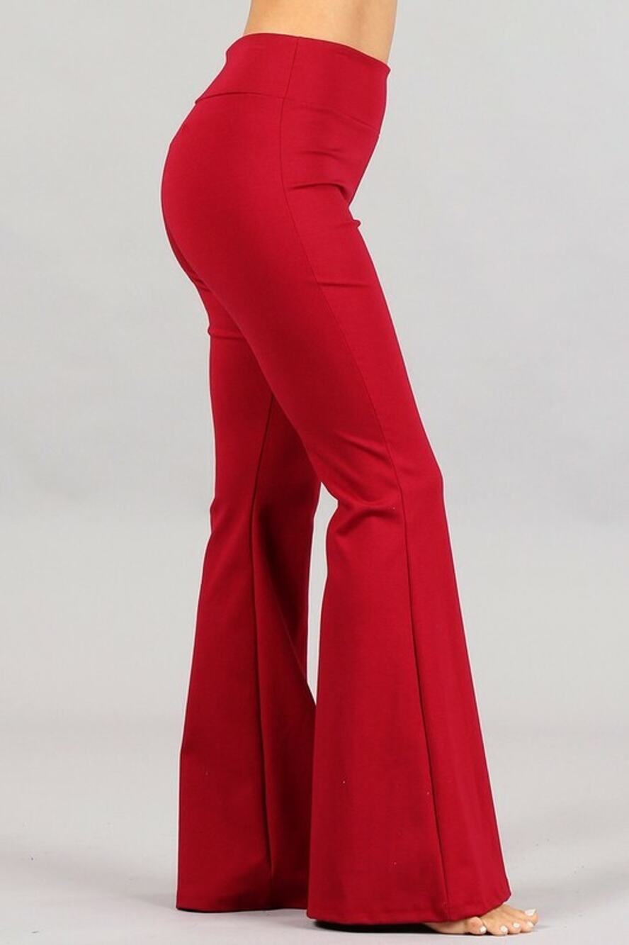 Chatoyant Ponte Flare Bell Bottoms Red Large